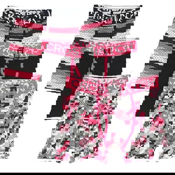 Crosshatch Mens Crystaline Boxer Shorts (Pack of 3) - Fuchsia/Black/Grey - 