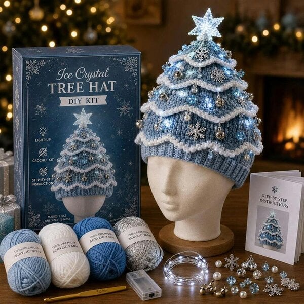 Obasyhig Christmas TreeCrochet Hat DIY Kit - Blue