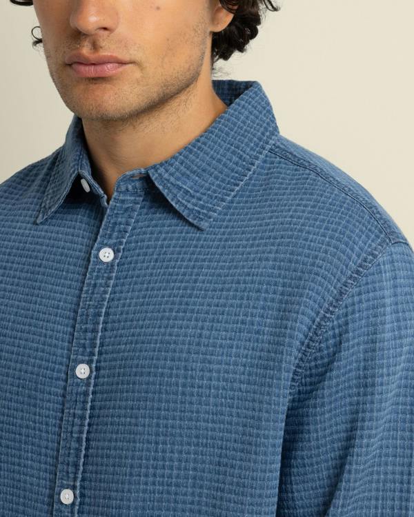 Larsson & Co Niles - Grid Denim Long Sleeve Shirt