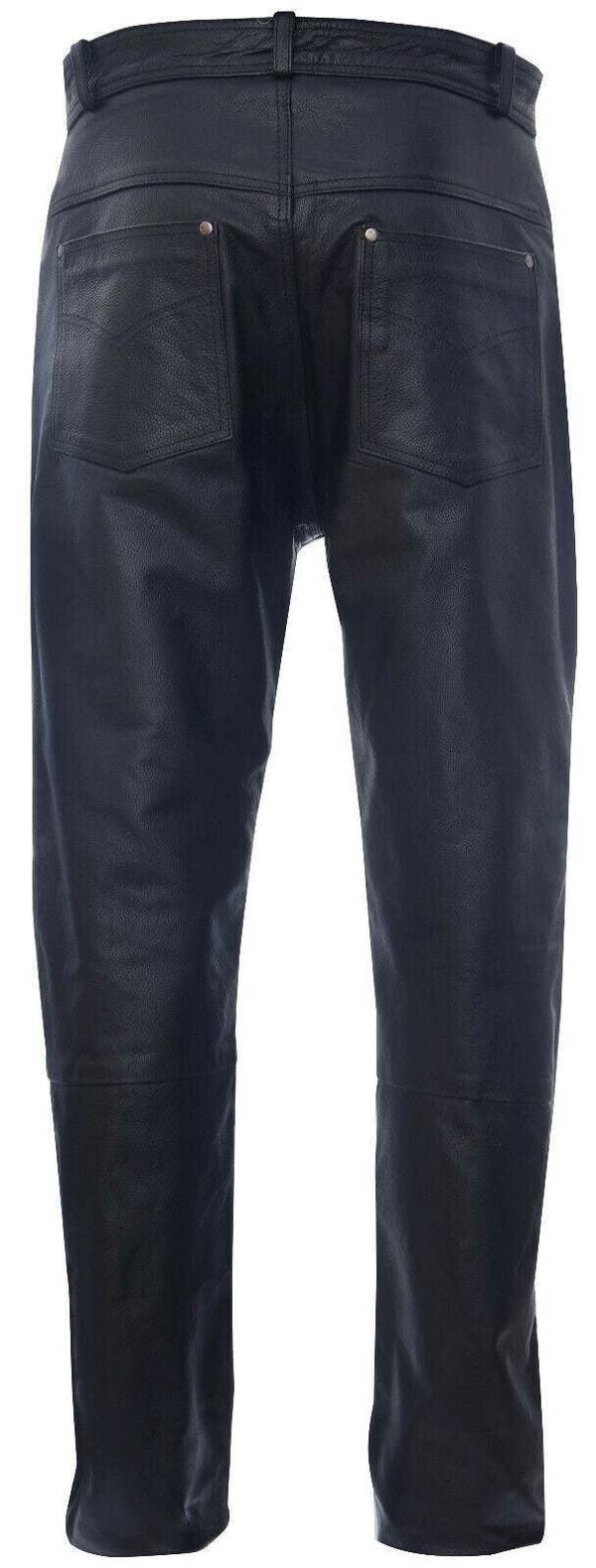Infinity Leather Mens Black '501' Leather Jeans-Montana