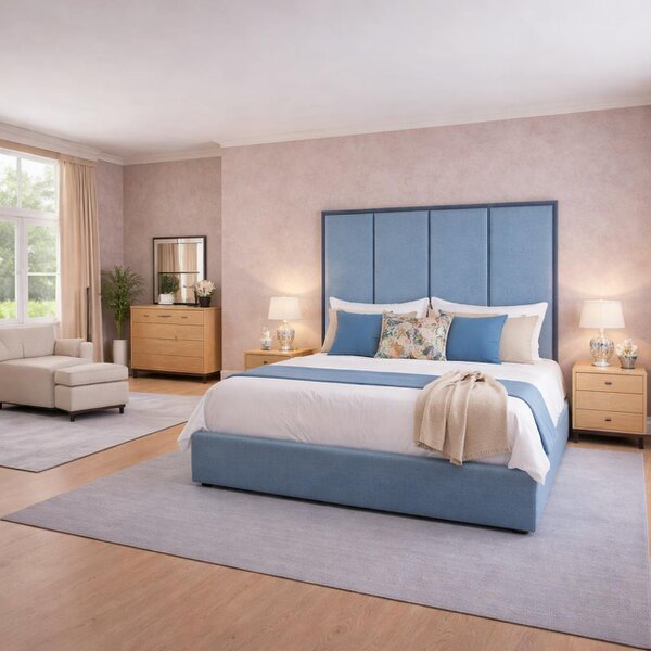 Great British Beds Emma headboard with Contrast Border Divan Bed