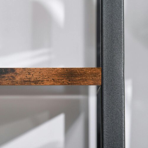 Wyld Haus Tanile Metal And Wood Rustic Brown And Black 4 Tier Ladder Bookshelf