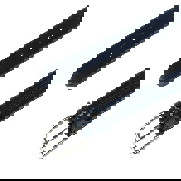 Embassy London Scott - Navy - Men's smooth full-grain navy leather belt with brogue style