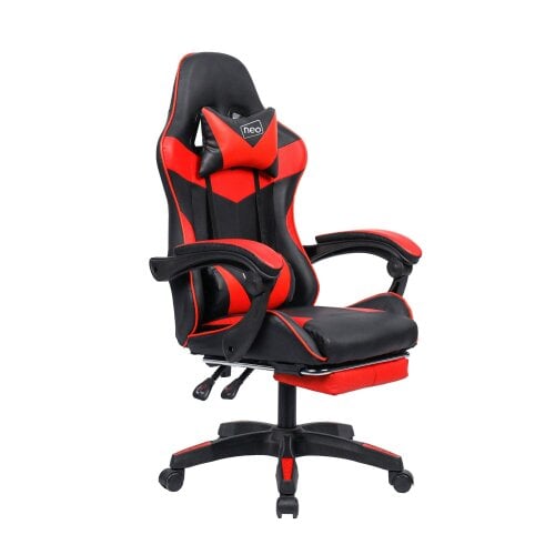 Neo Red & Black PU Leather Gaming Chair With Footrest
