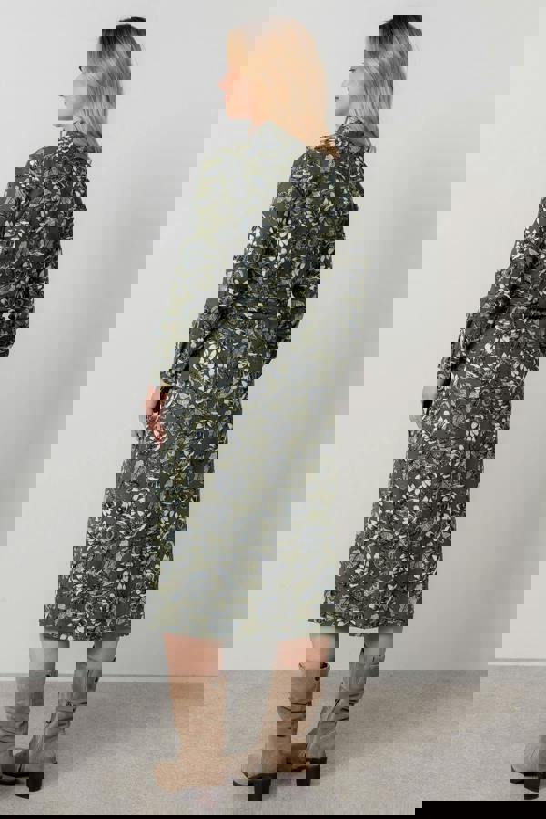 Lily & Me Anya Cotton Pincord Midi Shirt Dress Moss