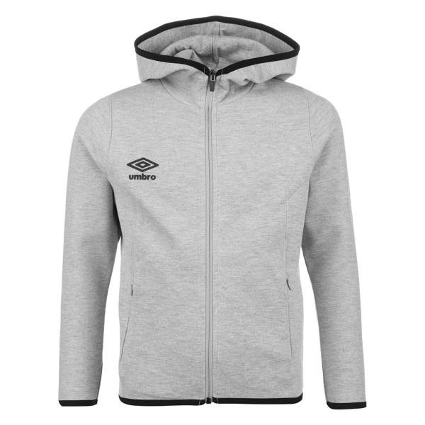 Umbro Mens Pro Fleece Full Zip Hoodie - Grey Marl/Black - 