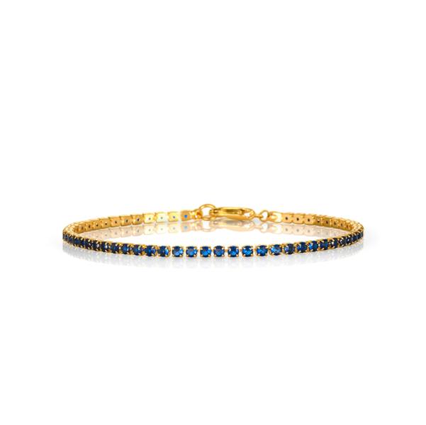 Zavana Dainty 2.5 mm Blue Gold Tennis Bracelet with Blue Cubic Zirconia Stones for Women