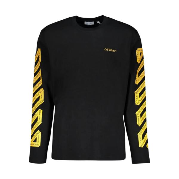 Off White Mens Tape Logo T-Shirt - Black/Citrus - 