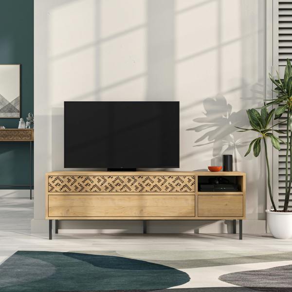 Decortie Heaton Modern Multimedia Unit with Storage TV Cabinet 60" 145cm