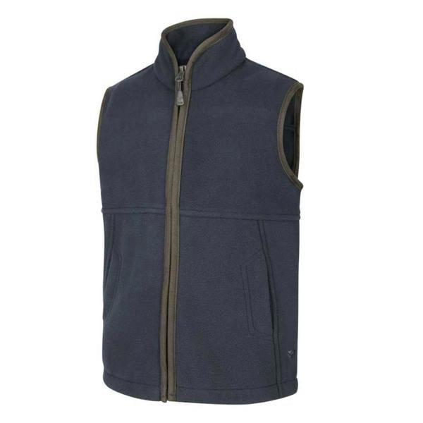 Dark navy hoggs of fife junior woodhall fleece gilet with piping detailing