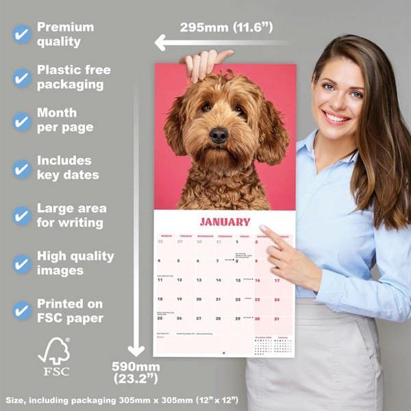 Cockapoo Calendar 2027, Wall Calendars, Month To View, Dogs, Gift