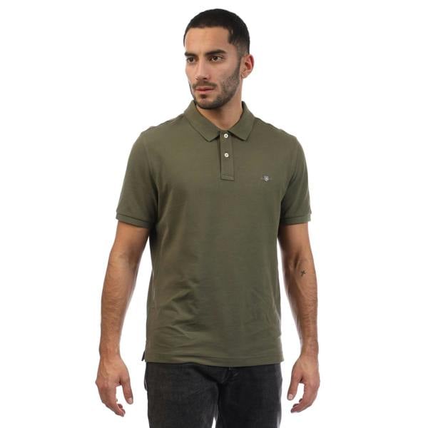 Gant Mens Shield Pique Regular Polo Shirt - Green - 