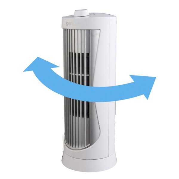 igenix Mini Tower Fan, Oscillating, 12 Inch, White