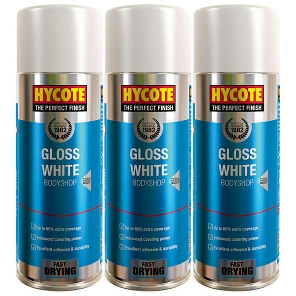 Hycote 3X Hycote Bodyshop Gloss White Spray Paint 400ml