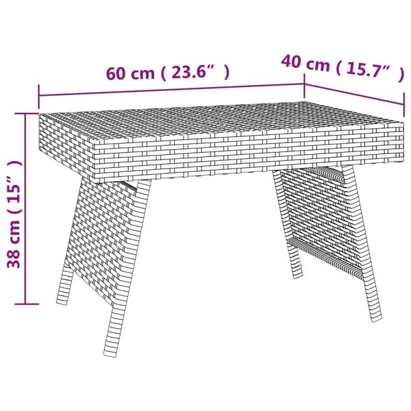 Berkfield Foldable Side Table Black 60x40x38 cm Poly Rattan