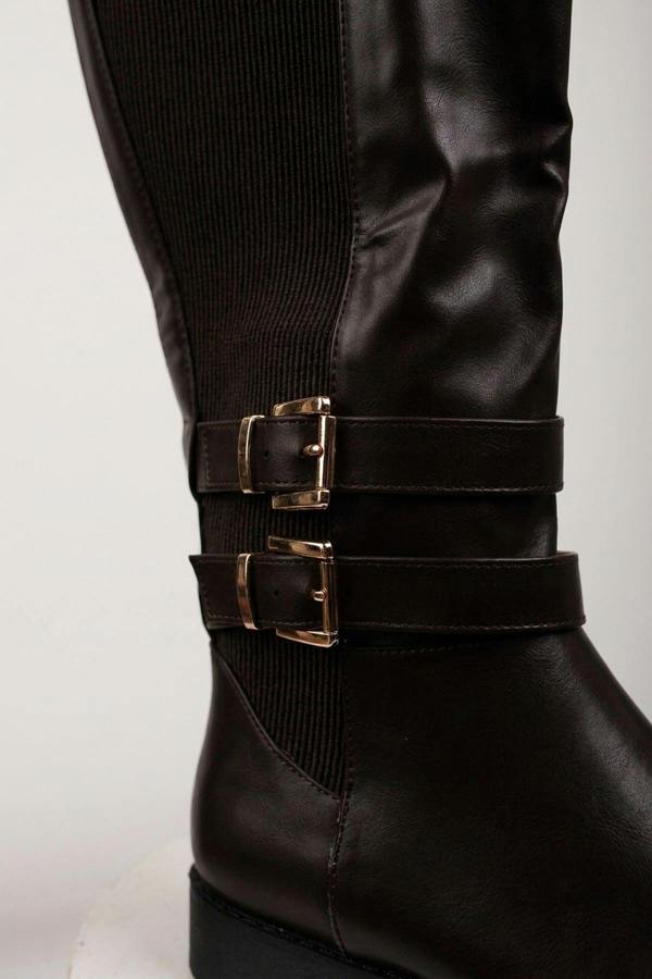 Raquel Knee High Riding Boots - Brown