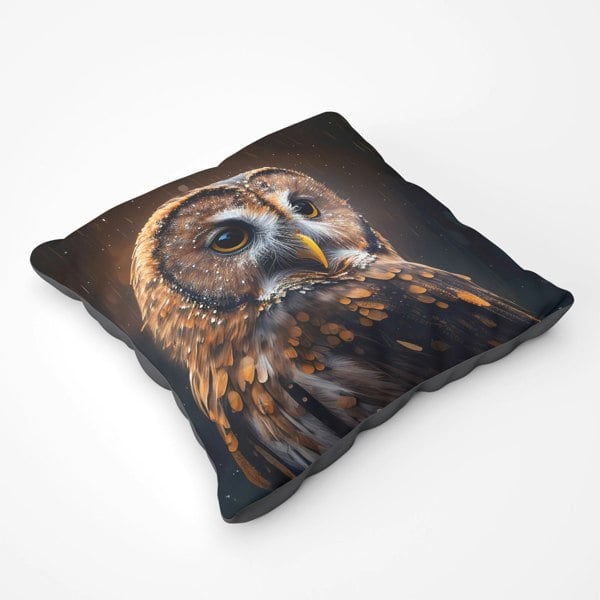 Warren Reed Tawny Owl Face Splashart Dark Background Floor Cushion