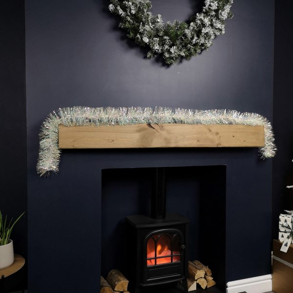 Samuel Alexander 200cm x 12cm Fine Cut Iridescent White Tinsel Garland Christmas Tree Decoration