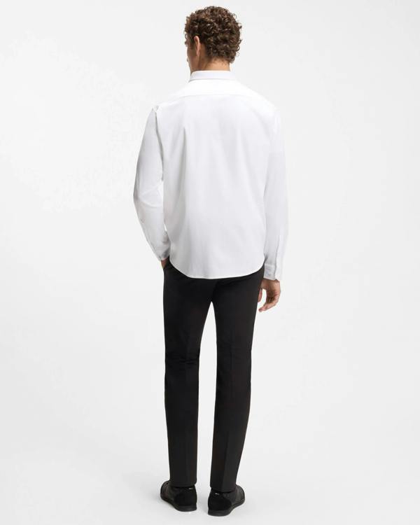 BOSS Green ST Motion Mens Long Sleeve shirt in cotton jersey with natural stretch - White 100 | CHO | Designer Mens,Shirts,Long Sleeve