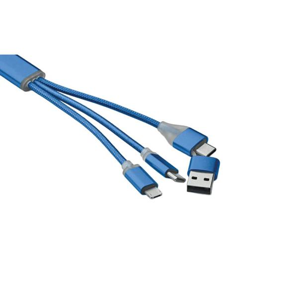MidOcean 4 in 1 Keyring Charging Cable - Royal Blue - 