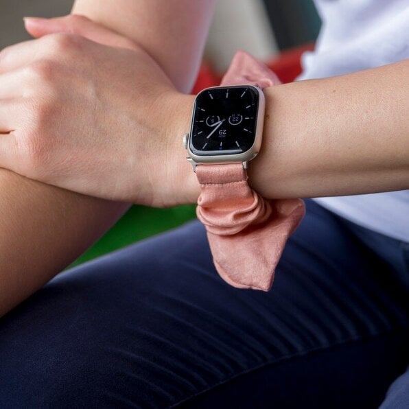 The Colourful Aura Multicolour Iwatch Cotton Bow Strap Band For Apple Watch Series 7 6 5 4 3 2 1 - Pink