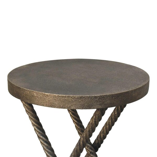 Wyld Haus Urbino Antique Brass Mango Wood Rope Side Table