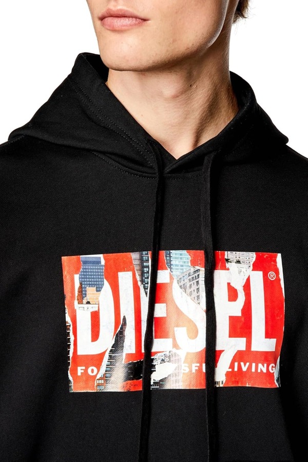 Diesel Torn Modern Hoodie - Black