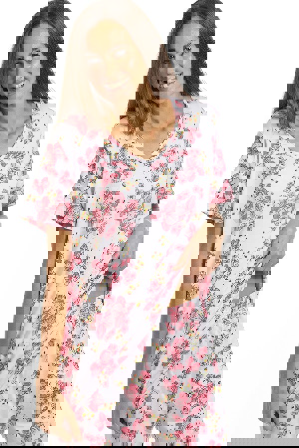 Camille Womens Pink Floral Spandex Full Length Pyjama Set