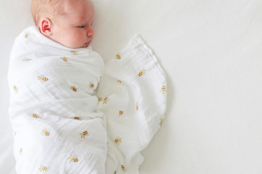 Lulujo - Cotton Swaddle - Bees & Dots - 2 Pack