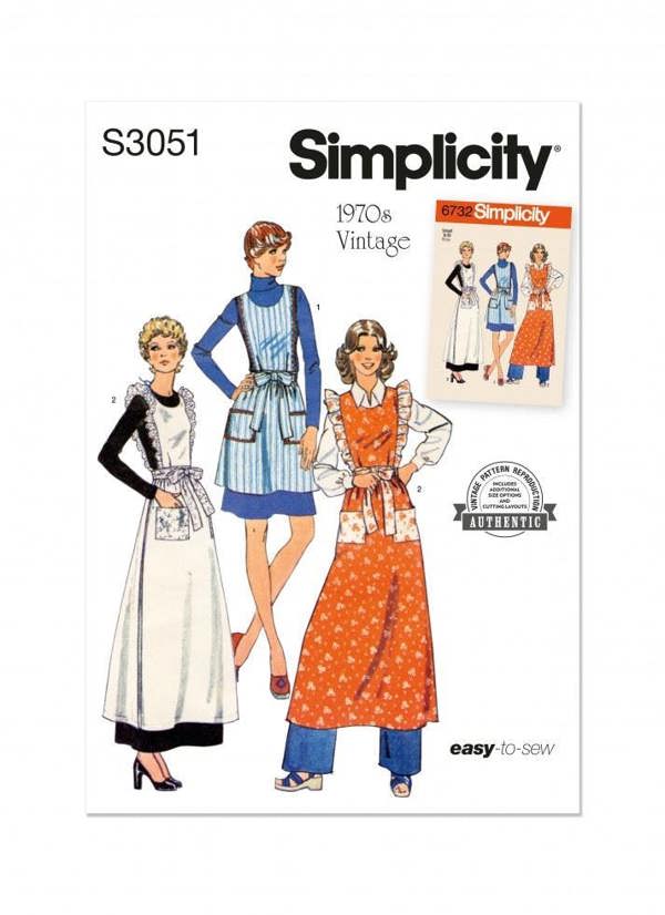 Simplicity Sewing Pattern 3051, Aprons, Vintage Style for Women, A (S-M-L) - Easy