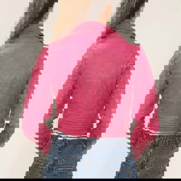 Infinity Leather Women's Real Leather Short Cropped Length Biker Jacket