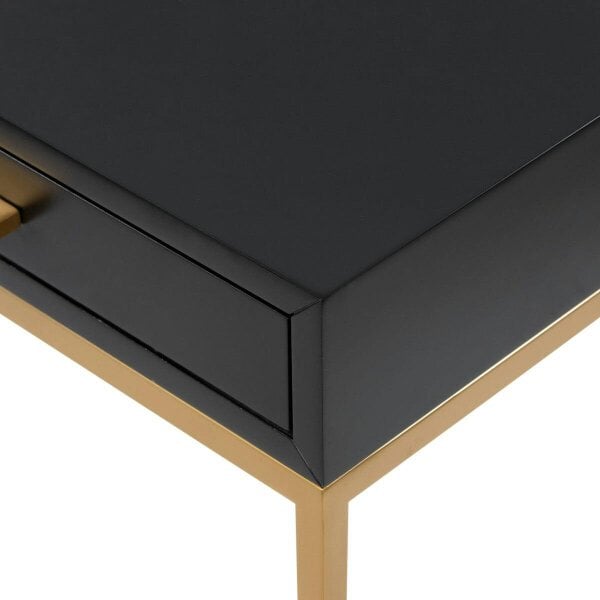 Wyld Haus Murano Black Gloss and Gold One Drawer Bedside Table