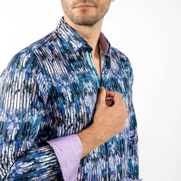 TIE DYE ART STRIPED PRINT SHIRT – Premium Men's Patterned Shirt by Claudio Lugli | Bold Design, Tailored Fit, Best Printed Shirts