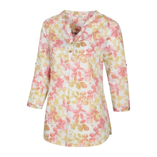 Mountain Warehouse Womens/Ladies Petra Leaf Print 3/4 Sleeve Blouse - Coral - 