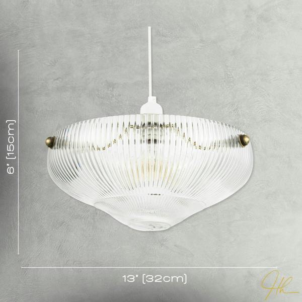 Modern Transparent Mini Line Ribbed Glass Pendant Bowl Lamp Shade Image 7
