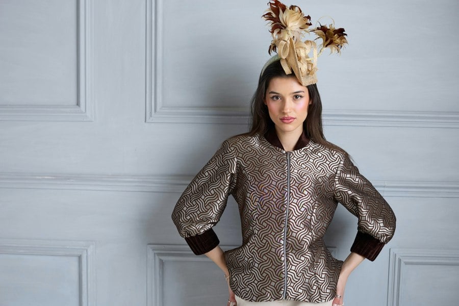 Isha's Timeless collection Dazzle Chocolate Shimmery Fitted Jacket Blouse