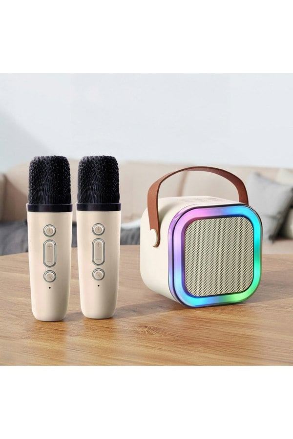 Living and Home Portable Karaoke Machine with Wireless Microphones and RGB Lights