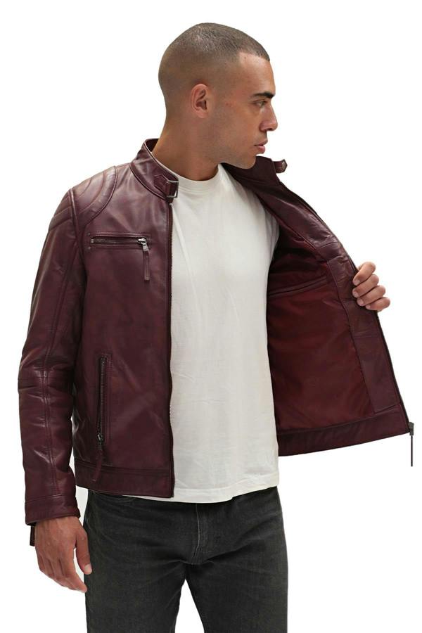 Infinity Leather Mens Moto Leather Biker Jacket-Taiwan