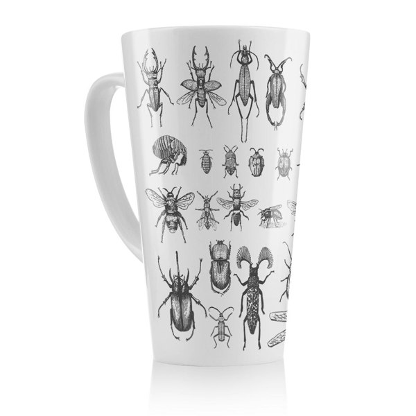 Benjamin Tate Design Fleas many species in vintage old hand drawn style Designer Latte Mug