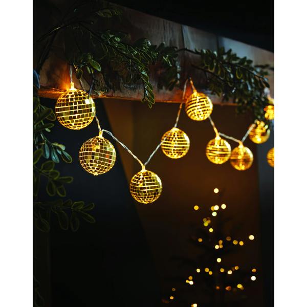 Scotts of Stow GlitterBall String Lights Gold Set of 10