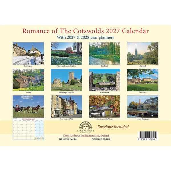 Romance Of The Cotswolds A4 Calendar 2027, Wall Calendars, Month To View, Travel, Gift