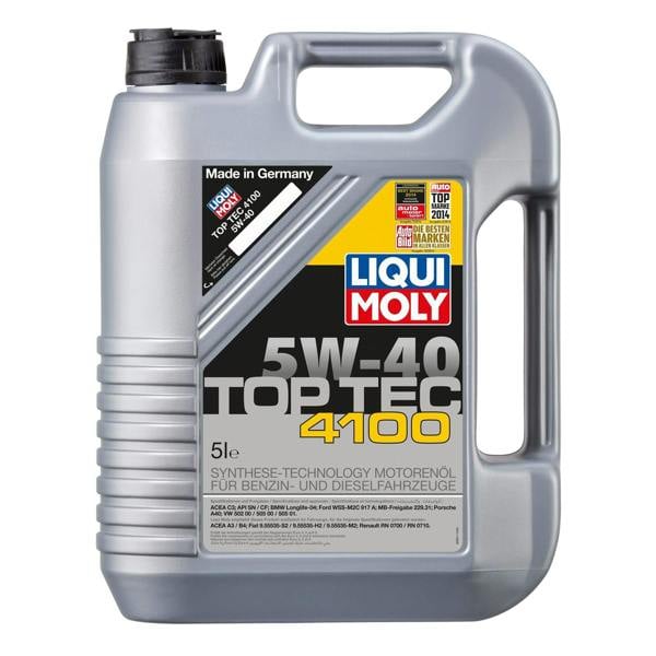 Liqui Moly 5w40 Fully Synthetic Engine Oil TOP TEC 4100 ACEA C3 API SN