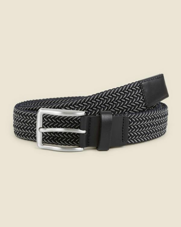 Larsson & Co Turku - Navy & White Stitch Detail Woven Casual Stretch Belt