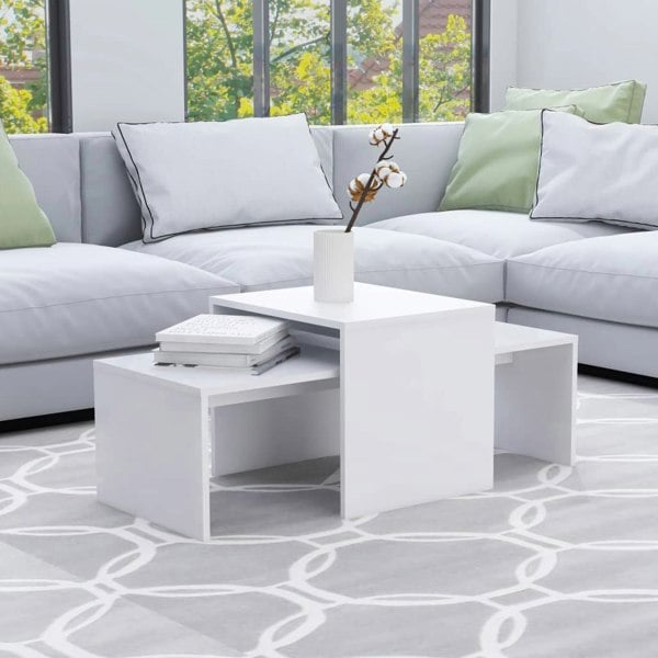 Berkfield Coffee Table Set White 100x48x40 cm Engineered Wood