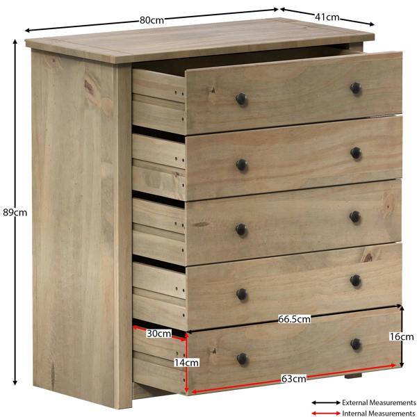 Vida Designs Panama 5 Drawer Chest