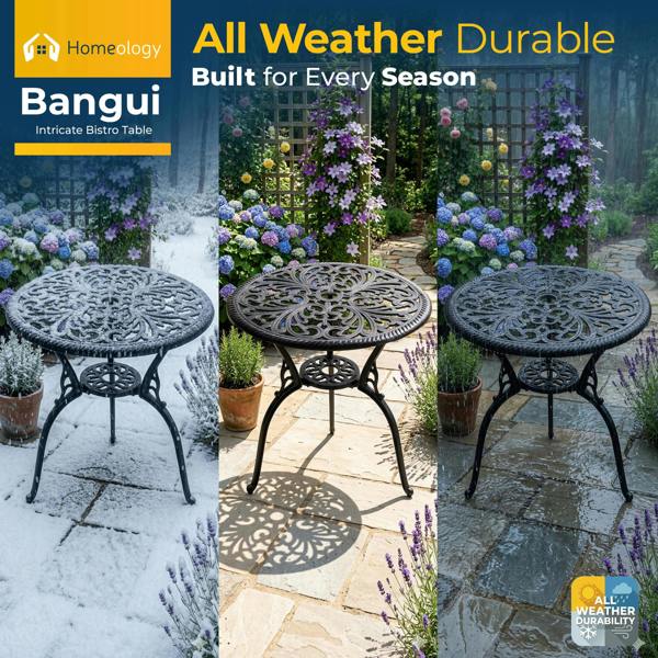 Homeology BANGUI Black Garden and Patio Cast Aluminium Bistro Table