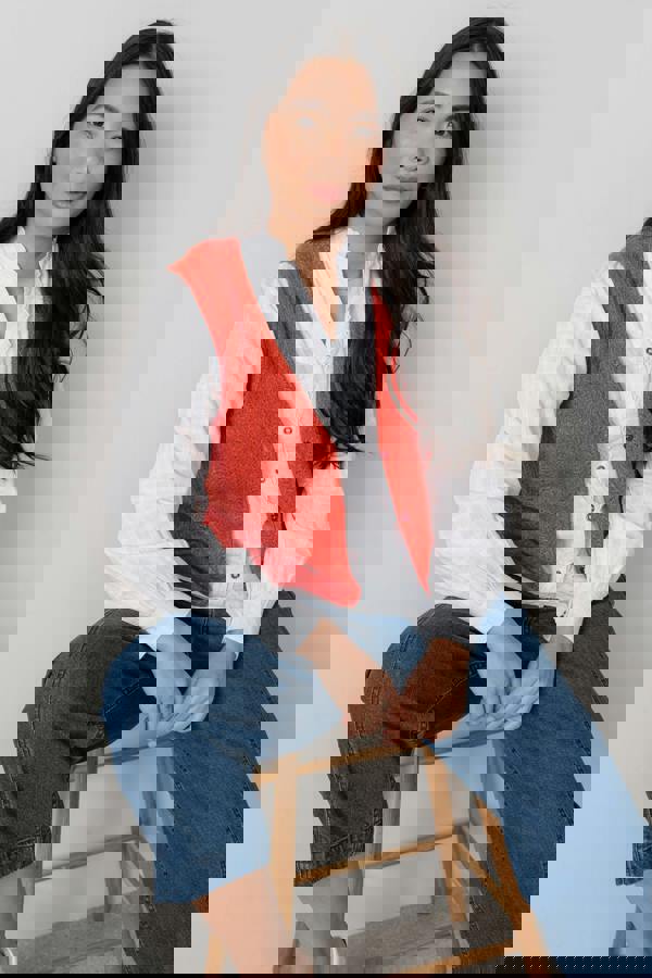 Marly Sleeveless  Pointelle Knit Cardigan Red | Lily and Me Clothing