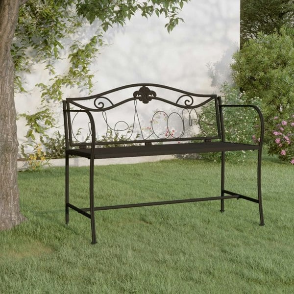Berkfield 2-Seater Garden Bench 104 cm Black Steel