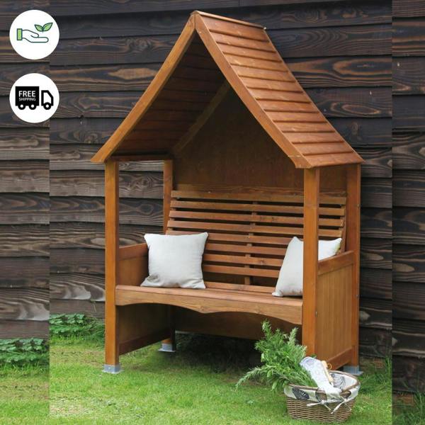 AFK Wooden Garden Arbour 'Goodwood' In Beech Stain