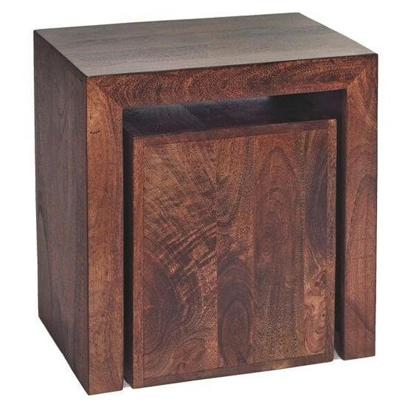 Wyld Haus Set of 2 Phuket Dark Mango Wood Cube Nesting Tables